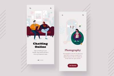 时尚高端简约扁平化风格多用途产品移动手机界面APP UI欢迎页着陆页登录页面banner海报插画插图设计-1