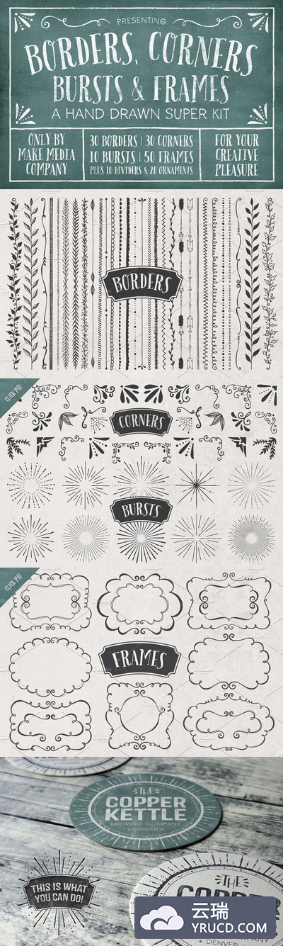 边框插画素材 Borders, Corners & Frames Super Kit