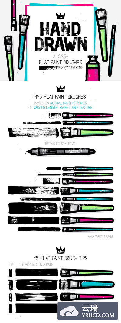 肌理笔刷下载 AI flat paint brushes