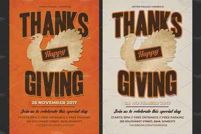 经典感恩节海报模板 Thanksgiving Flyer Template