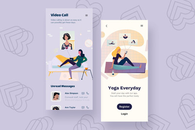 时尚高端简约扁平化风格多用途产品移动手机界面APP UI欢迎页着陆页登录页面banner海报插画插图设计-3