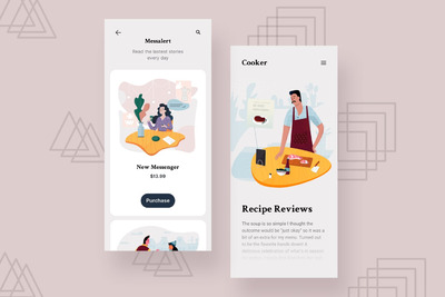 时尚高端简约扁平化风格多用途产品移动手机界面APP UI欢迎页着陆页登录页面banner海报插画插图设计-4