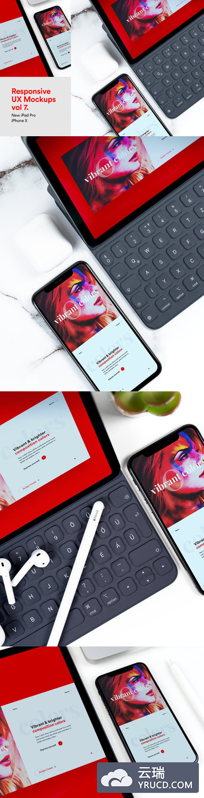 响应式网页iPad Pro + iPhone X手机样机下载[PSD]