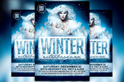 优雅冬季人物海报模板 Elegant Winter Party Flyer Template