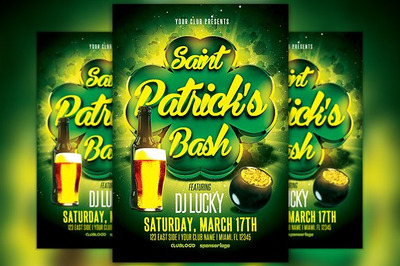 圣帕特里克节传单模板 St. Patricks Day Bash Flyer Template
