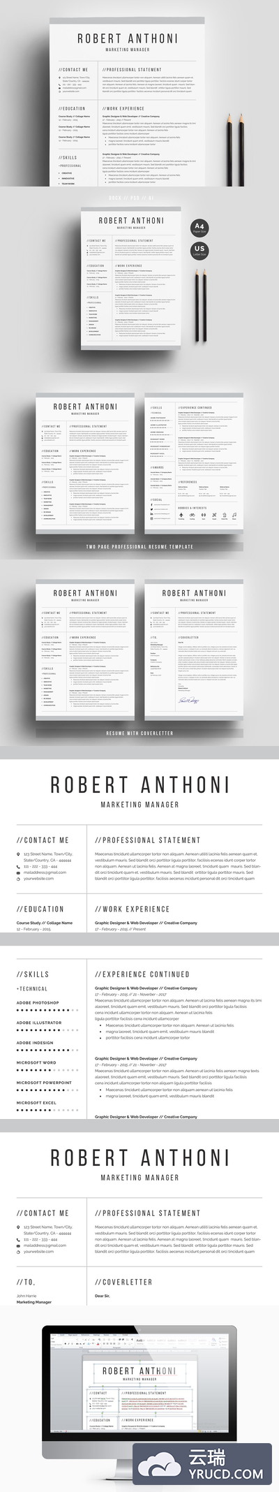 干净的个人简历模板 Clean Professional Resume Template