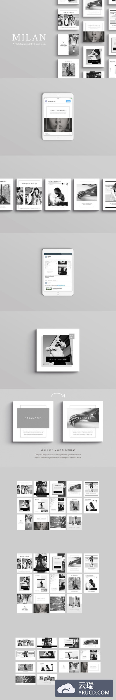 现代潮流社交媒体贴图模板 Milan Social Media Templates