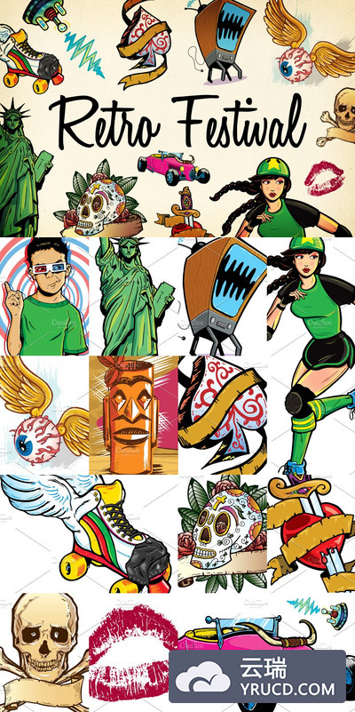 经典墨西哥插画 Mixed Retro Vector Illustrations