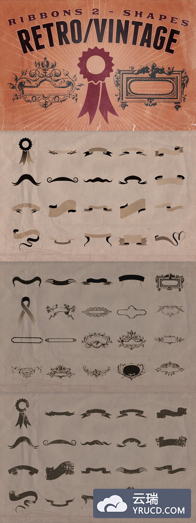 经典怀旧图形 Retro/Vintage shapes - Ribbons 2