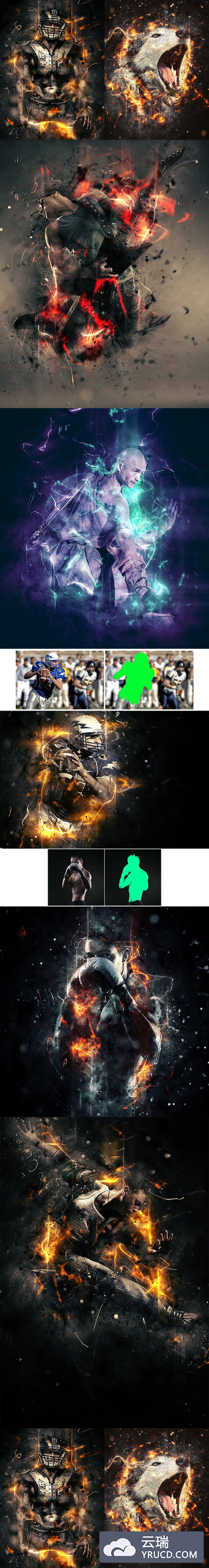 PS动作 | 零星火花星火烟火国外大片场景海报特效Photoshop Action