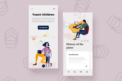 时尚高端简约扁平化风格多用途产品移动手机界面APP UI欢迎页着陆页登录页面banner海报插画插图设计-5