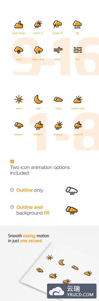 高品质动态天气图标套装下载 icon图标手机图标app图标素材