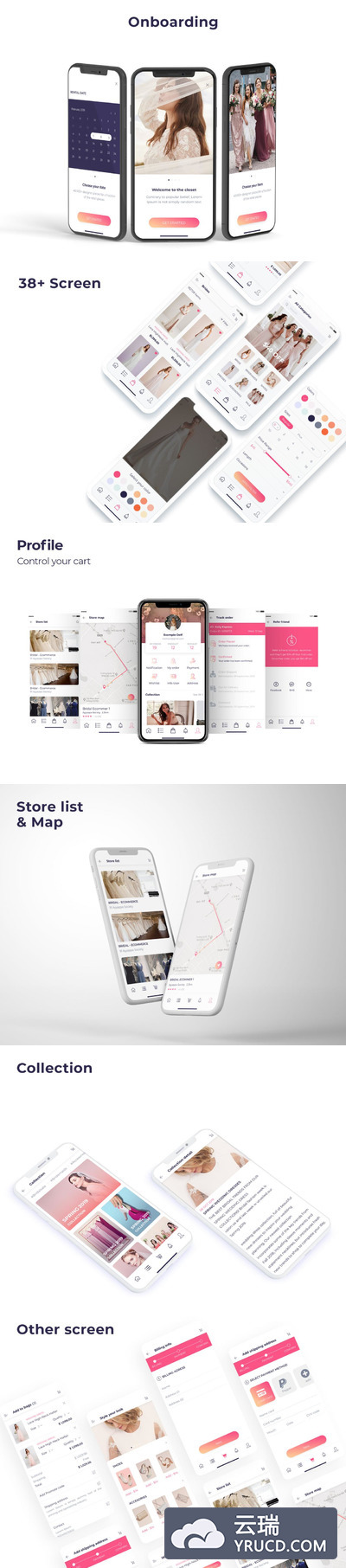 新娘装电商平台APP UI KIT套装下载 ui界面设计app设计iOS Ui [Fig]