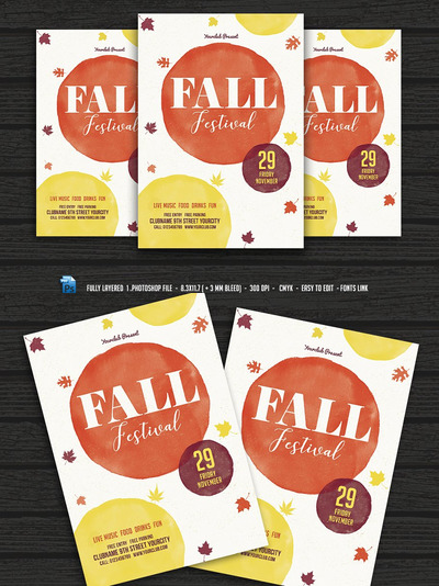 秋季创意海报模板 Fall Festival Flyer