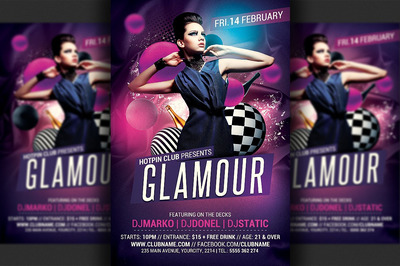 魅力舞会派对宣传单模板 Glamour Party Flyer Template