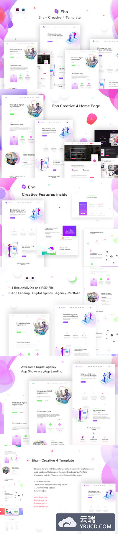 时尚大气的网页设计模板网站ui国外ui[PSD,XD]