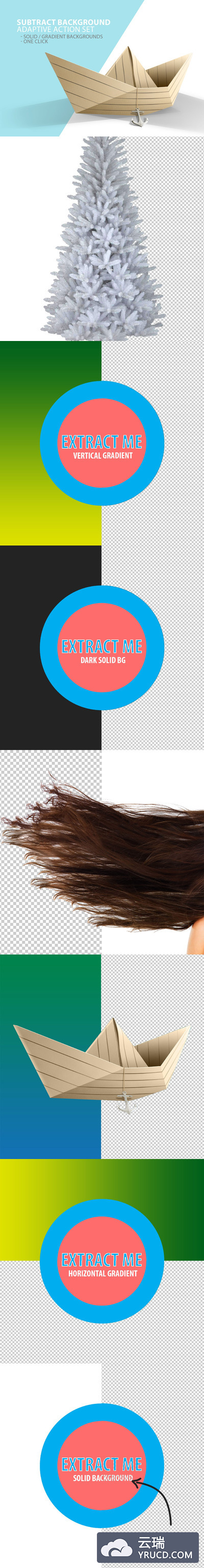 神奇的高端一键去除多余背景自动抠头发photoshop动作