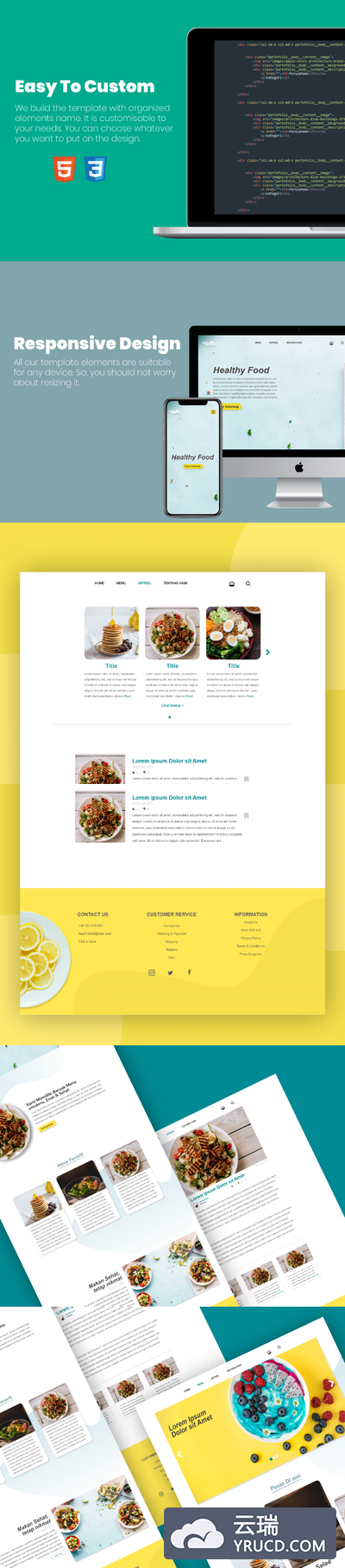 健康美食相关的网站模板下载网页模板html网站模板[XD,HTML]