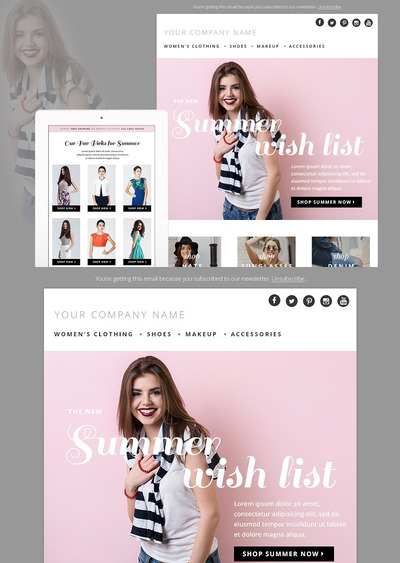 夏季时尚电子邮件模板 Summer Fashion E-mail Template PSD