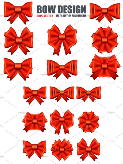 真实的红色蝴蝶结 Realistic Red Bows