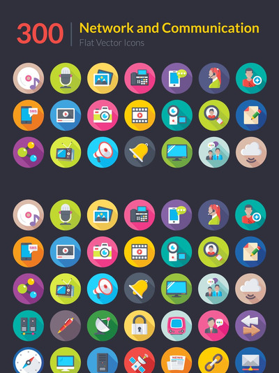 300个网络和通讯图标 300 Network and Communication Icons