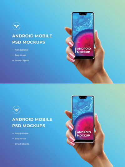 刘海屏手持安卓Android手机样机下载[PSD]