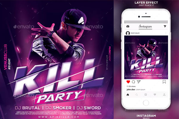 DJ音乐派对传单设计