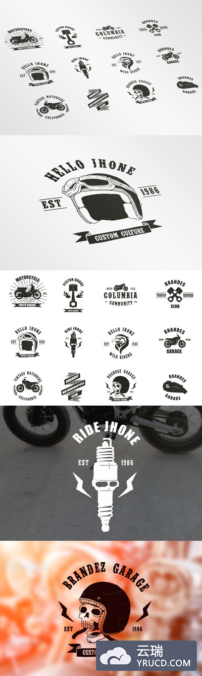 经典摩托车logo模板 Vintage Badges Motorcycle