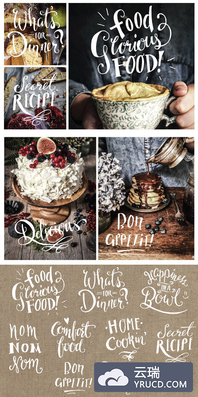 手绘美食插画 Food Photography Overlays - Set 1