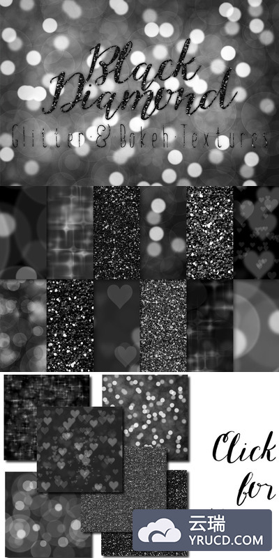 闪闪发光的钻石背景 Black Diamond Glitter and Bokeh