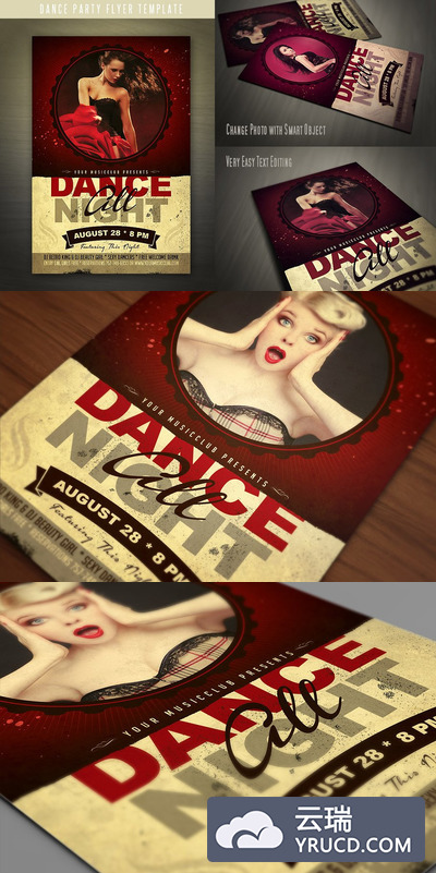 舞会宣传海报模板 Dance Party Flyer