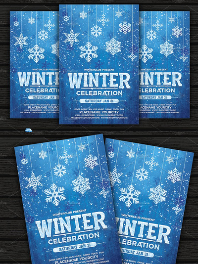 冬季庆祝海报设计模板 Winter Celebration Flyer