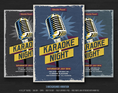 歌唱比赛海报模板下载 Karaoke Night