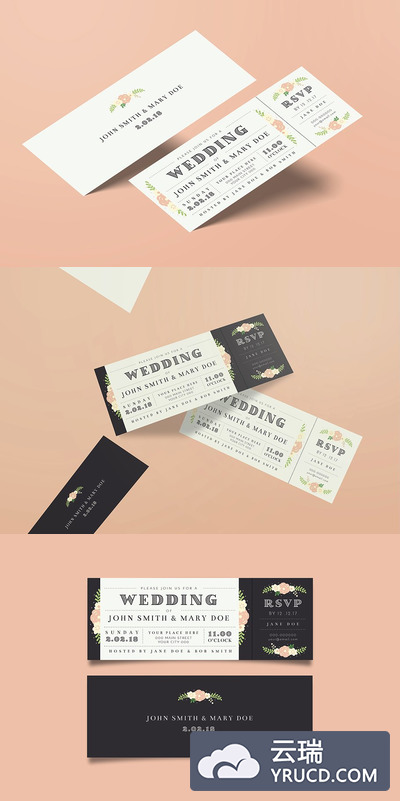 婚礼邀请函模板 Wedding Invitation Ticket