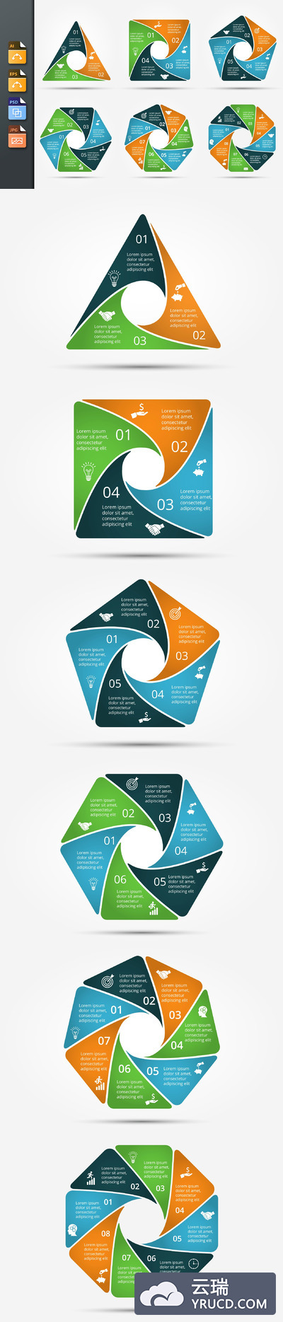 信息图标ppt模板 Infographics template set v.18