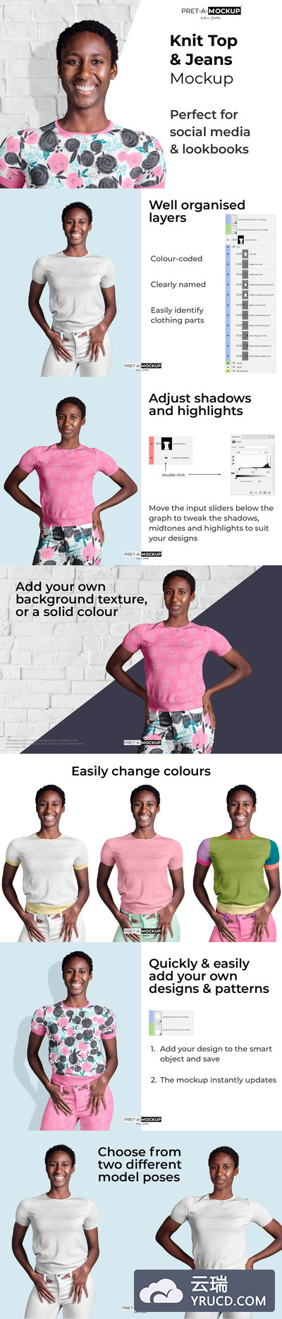 时尚针织上衣&牛仔裤设计样机