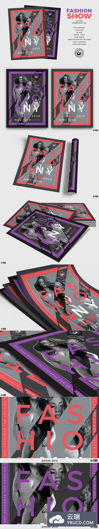 时尚海报设计模板 Fashion Show Flyer PSD V3