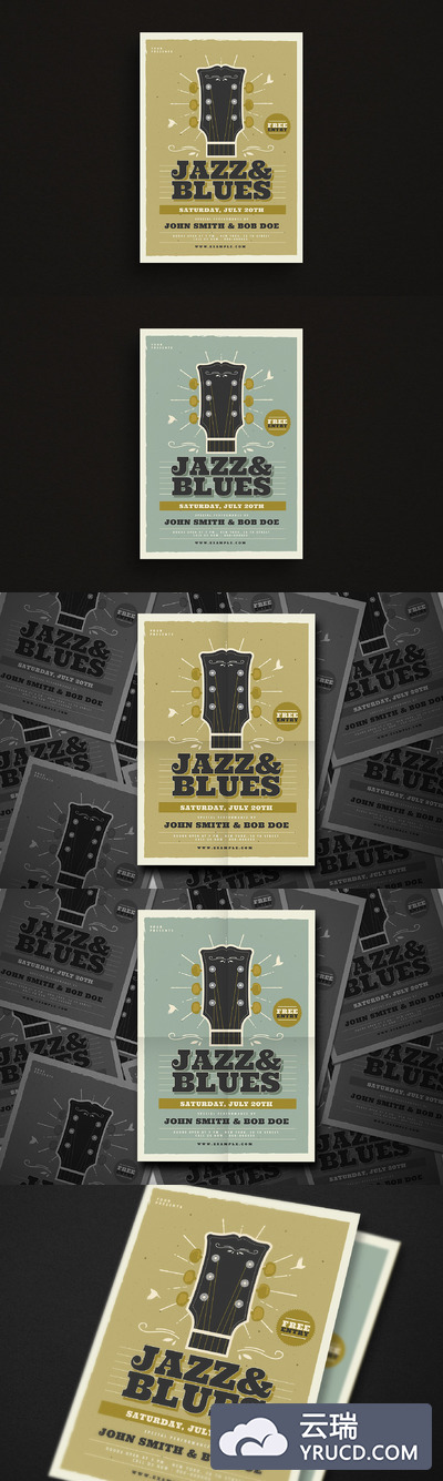 复古爵士音乐海报设计模板 Jazz & Blues Music Flyer