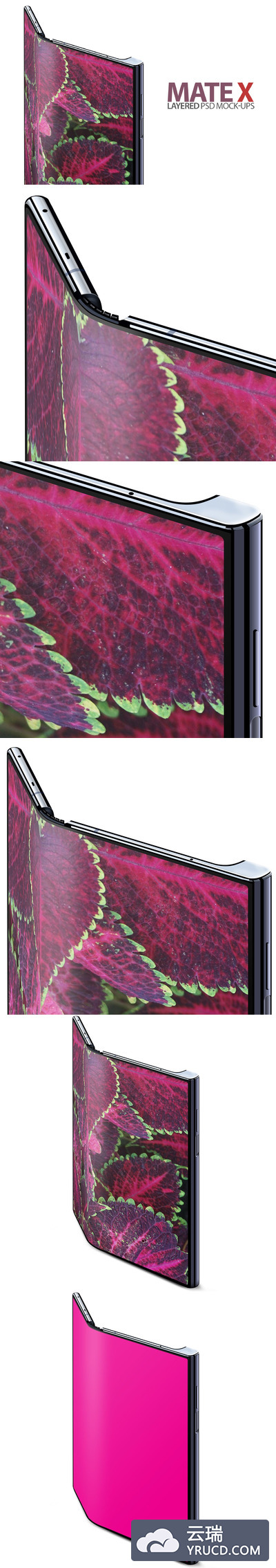 弯曲的Mate X折叠屏手机样机下载[PSD]