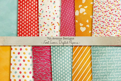 甜蜜图案背景纹理 Sweet Lovin Digital Papers