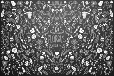 黑白配色花卉矢量素材 120 White Florals Vector & PNG
