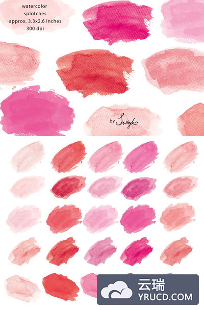 水彩笔刷插画 Watercolor Splotches,Strokes