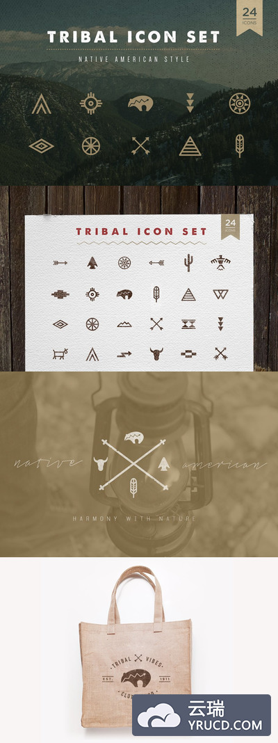 美国部落图标 Tribal Icon Set - Native American