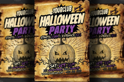 万圣节派对海报模板 Halloween Party Flyer Template