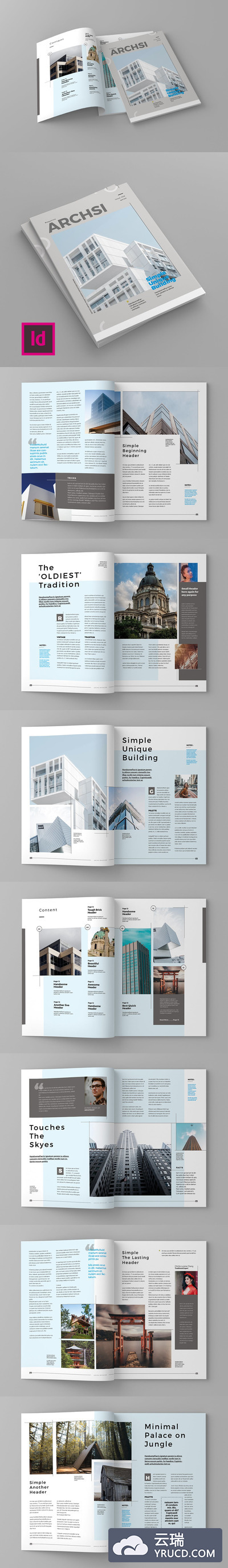 时尚高端简约多用途的高品质杂志品牌手册画册房地产楼书设计模板