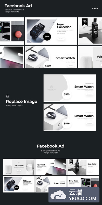 时尚高端简约多用途的高品质Facebook广告banner海报设计模板Vol.4