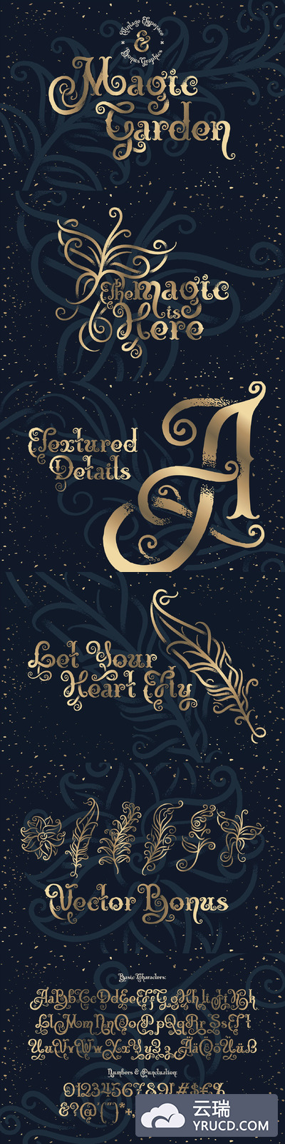 魔法字体元素Magic Garden typeface with bonus