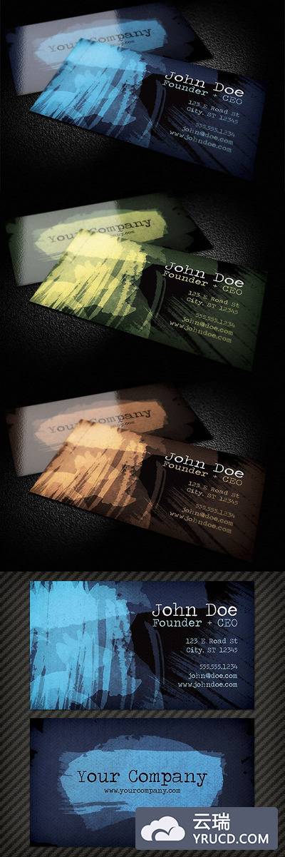 深色水彩商业名片 Dark Watercolor Business Card