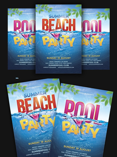 夏季海滩泳池派对海报设计模板 Beach Party / Pool Party