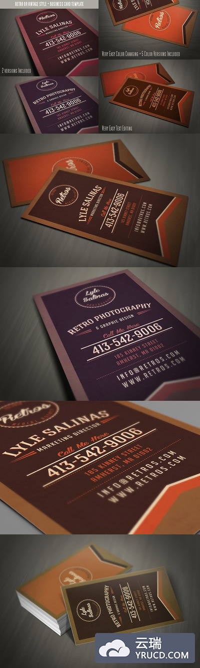 复古商业名片模板 Retro Business Card Template 07